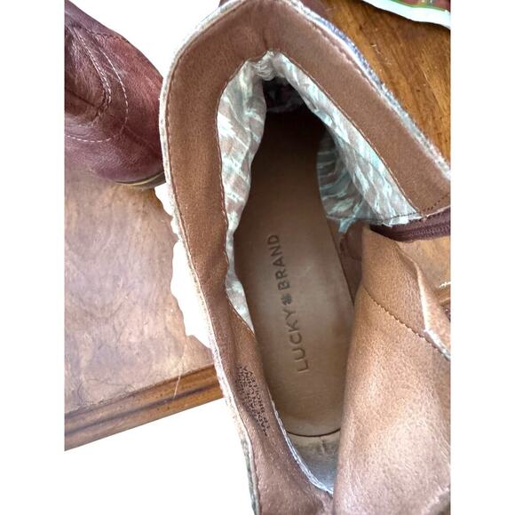 Lucky Brand Leather Ankle Boots Women’s 9M Oxblood Brown Western Booties - Picture 8 of 11